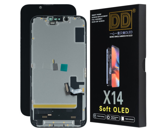Дисплей з сенсорним екраном (модуль) iPhone 14, чорний, Soft DD-OLED