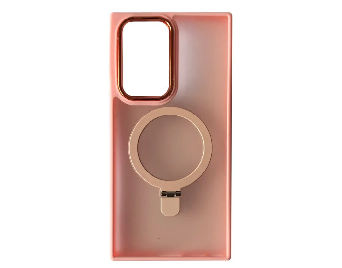 Чехол-силикон Matte Ring MagSafe Samsung S22 Ultra, Light pink