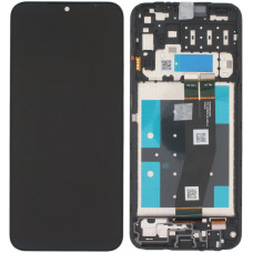 Дисплей з сенсорним екраном (модуль) Samsung A145 Galaxy A14 чорний з рамкою, з чорним шлейфом, оригінал
