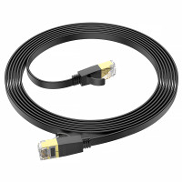 LAN Кабель Hoco US07 General pure copper flat network cable 6Gbit/3m, чорний