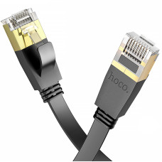 LAN кабель Hoco US07 General pure copper flat network cable 6Gbit/3m, черный