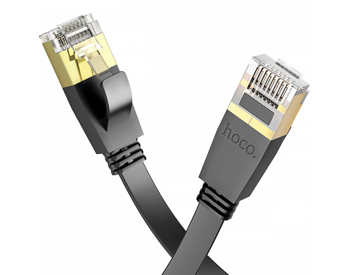 LAN кабель Hoco US07 General pure copper flat network cable 6Gbit/3m, черный
