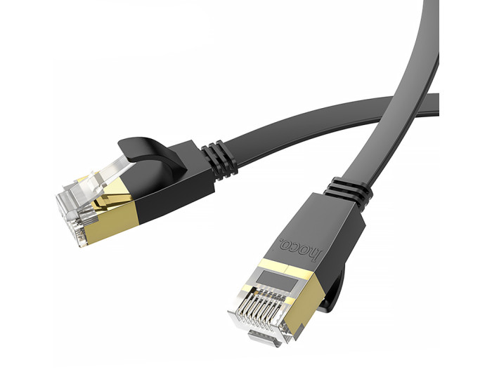 LAN кабель Hoco US07 General pure copper flat network cable 6Gbit/3m, черный