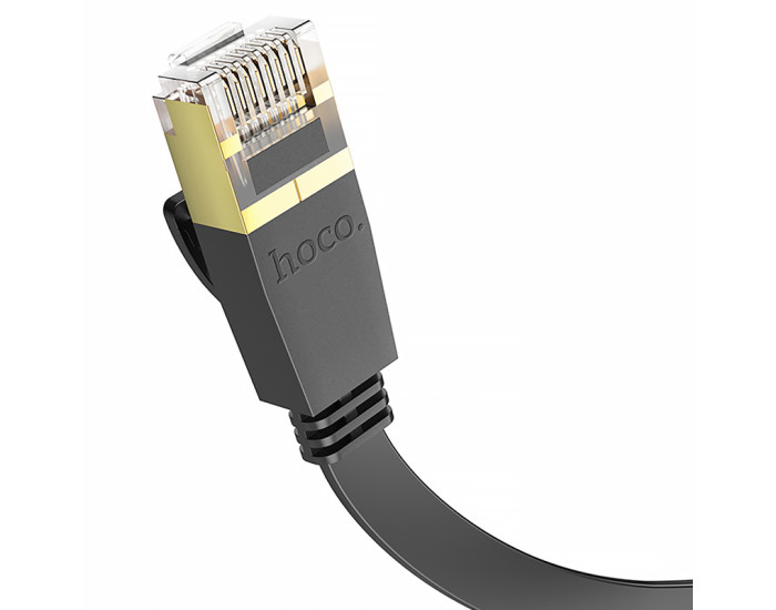 LAN кабель Hoco US07 General pure copper flat network cable 6Gbit/3m, черный