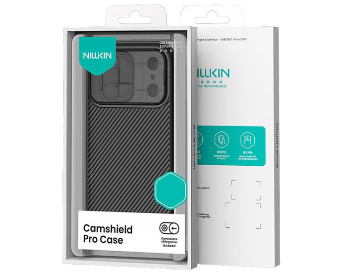 Карбонова-накладка Nillkin Camshield Pro iPhone 17 Pro, прозорий/чорний