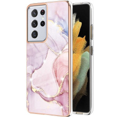 Чехол-силикон Marble Samsung S21 Ultra, Gold