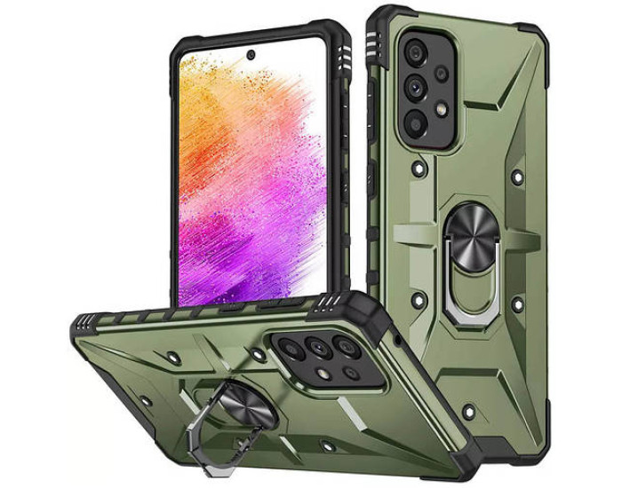 Чехол-силикон Ударопрочный Pathfinder Ring Samsung A73 5G (Зеленый / Army Green)