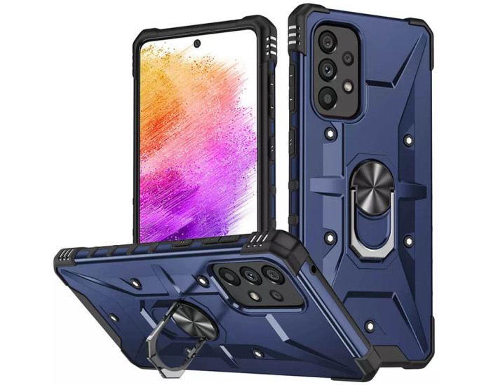 Чехол-силикон Ударопрочный Pathfinder Ring Samsung A13 4G /A23 4G /M13 4G /M23 5G /A04s (Синий / Navi)