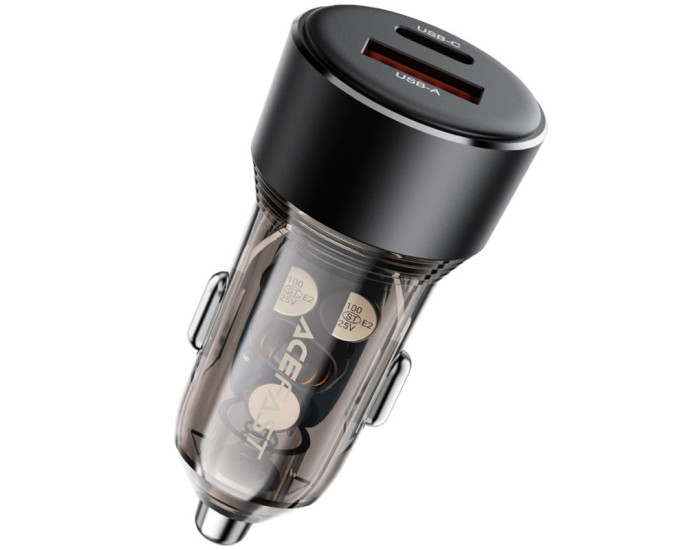 Автомобильное зарядное устройство Acefast B12 60W (USB-A+USB-C) черное