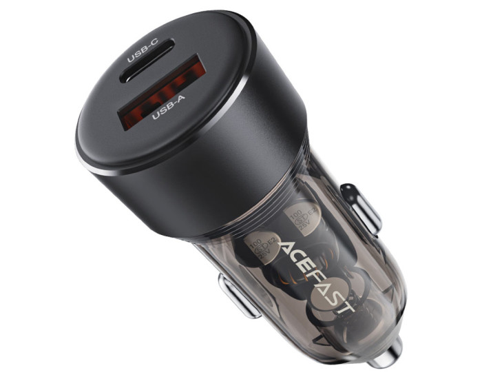 Автомобильное зарядное устройство Acefast B12 60W (USB-A+USB-C) черное