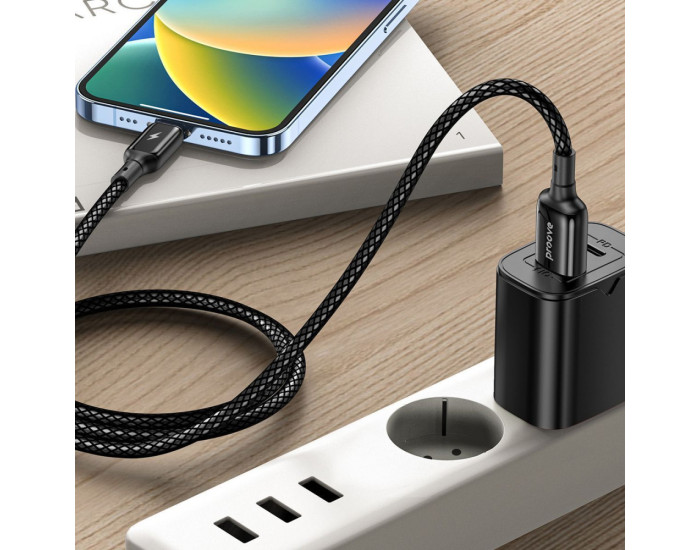 Кабель Proove Dense Metal USB to Lightning (2.4A/1m) черный