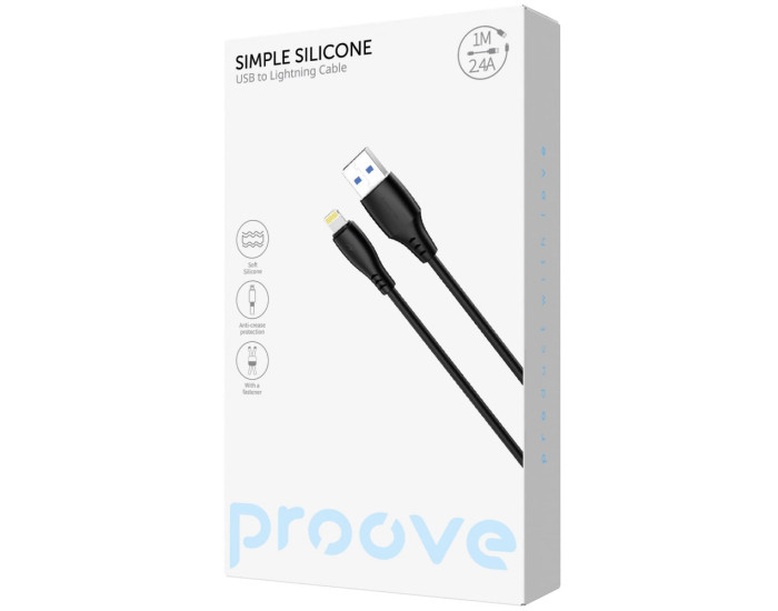 Кабель Proove Simple USB to Lightning (2.4A/1m) черный