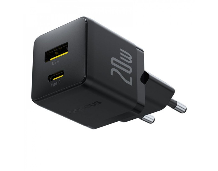 Мережеве зарядний пристрій Baseus Palm C+U 20W + Cable Type-C to Type-C (P10111608213-01) біле