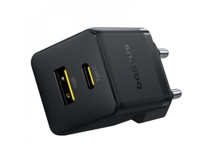 Мережеве зарядний пристрій Baseus Palm C+U 20W + Cable Type-C to Type-C (P10111608213-01) біле