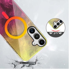 Чехол-силикон Shiny Mountain MagSafe Samsung S24 FE, Yellow/Pink