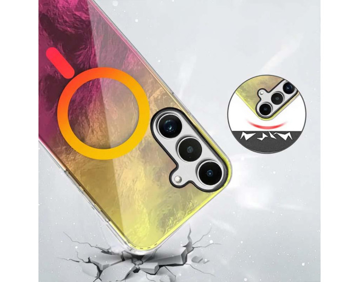 Чехол-силикон Shiny Mountain MagSafe Samsung S24 FE, Yellow/Pink