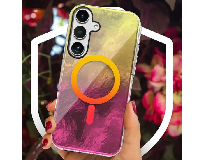 Чехол-силикон Shiny Mountain MagSafe Samsung S24 FE, Yellow/Pink