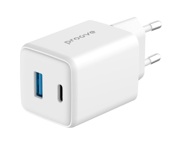 Сетевое зарядное устройство Proove Pocket GaN 45W (Type-C + USB) белый
