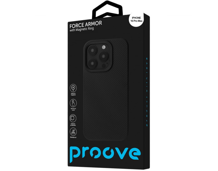 Чехол-силикон Proove Force Armor Case with MagSafe Ring iPhone 16 Pro Max, Black
