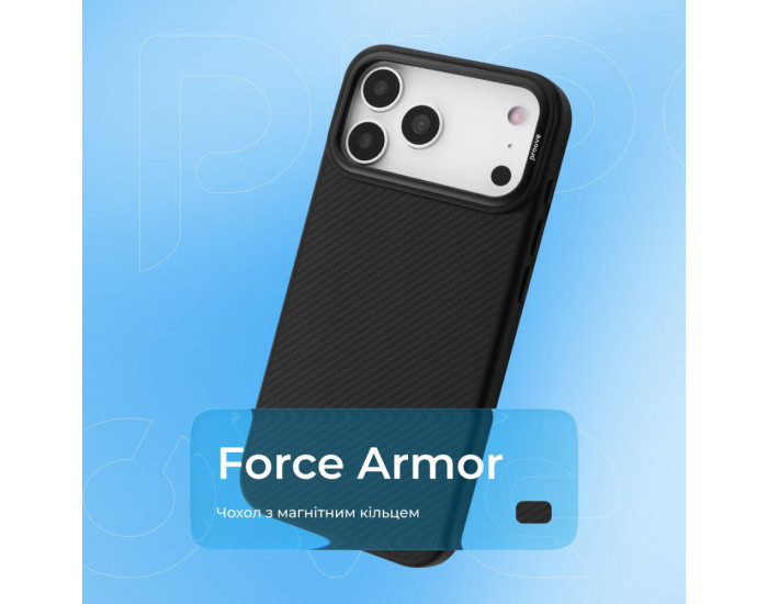 Чехол-силикон Proove Force Armor Case with MagSafe Ring iPhone 16 Pro Max, Black