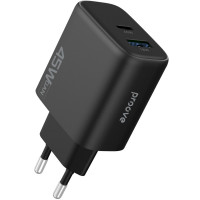 Сетевое зарядное устройство Proove Silicone Power 2 45W (Type-C + USB) черный