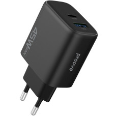 Сетевое зарядное устройство Proove Silicone Power 2 45W (Type-C + USB) черный