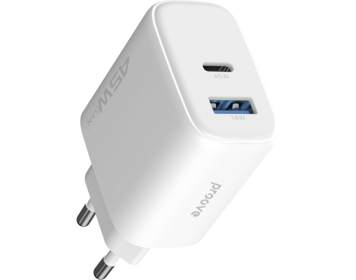 Сетевое зарядное устройство Proove Silicone Power 2 45W (Type-C + USB) черный