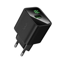 Мережеве зарядний пристрій Hoco CS81A Excellent single port with digital display (EU/USB-C/18W) чорне