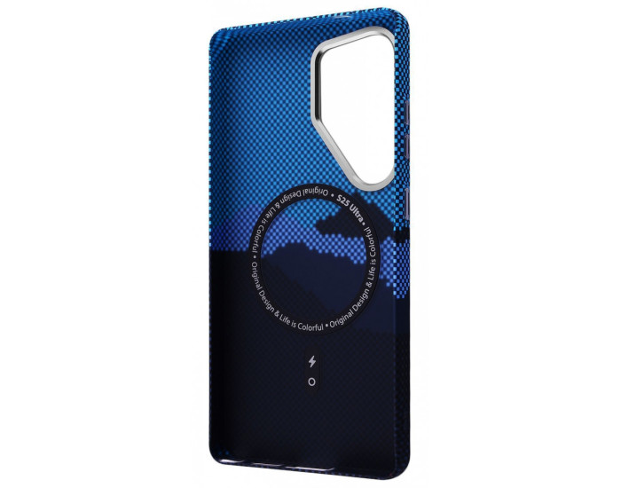 Чехол-силикон WAVE Gleam Case with MagSafe Ring Samsung S25 Ultra, Blue strips