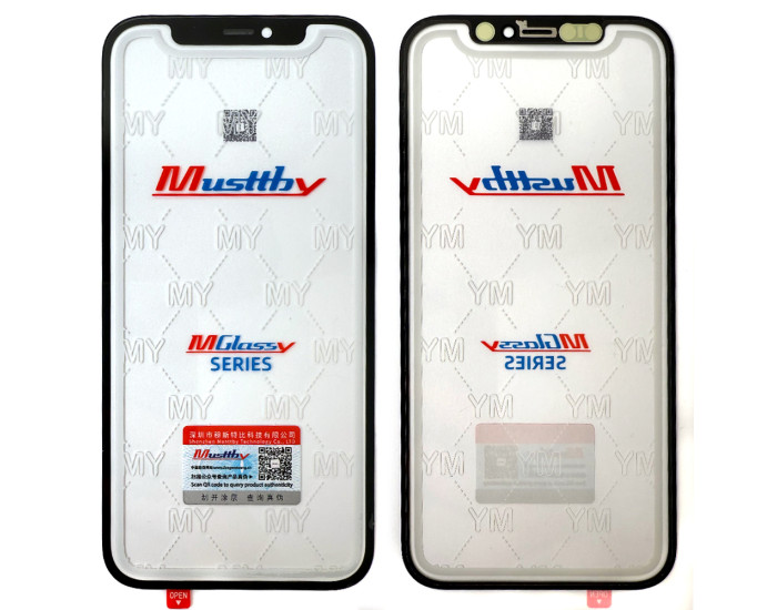 Стекло фронтальное c OCA-пленкой iPhone 12 /12 Pro, черное, Musttby