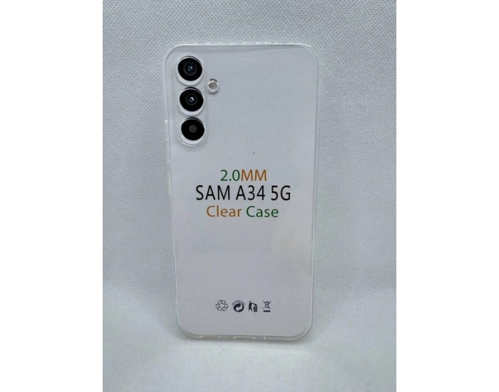 Чехол-силикон CLEAR case 2.0mml Samsung A345 A34, прозрачный
