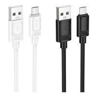 Кабель USB Hoco X122 Benefit silicone charging USB to Micro (2.4A/1m) чорний