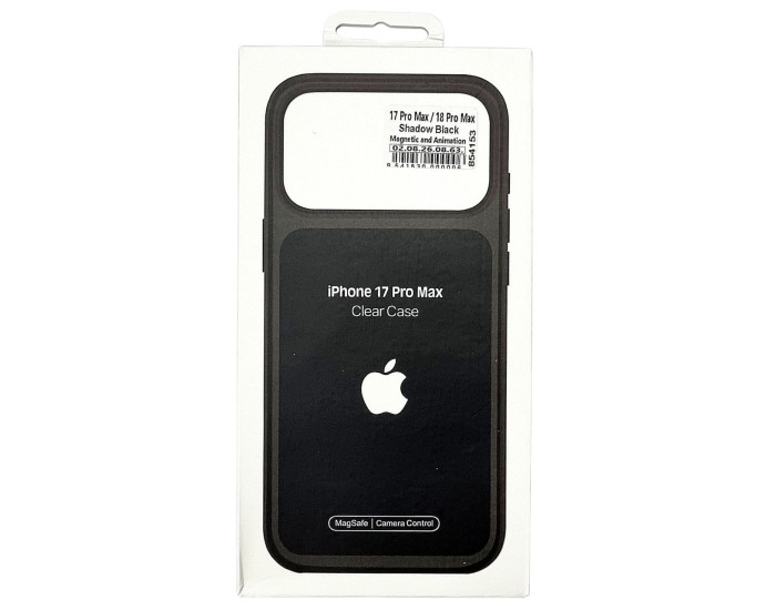 Чехол-силикон Clear Case with MagSafe and Animation iPhone 17 Pro Max /18 Pro Max, Shadow black
