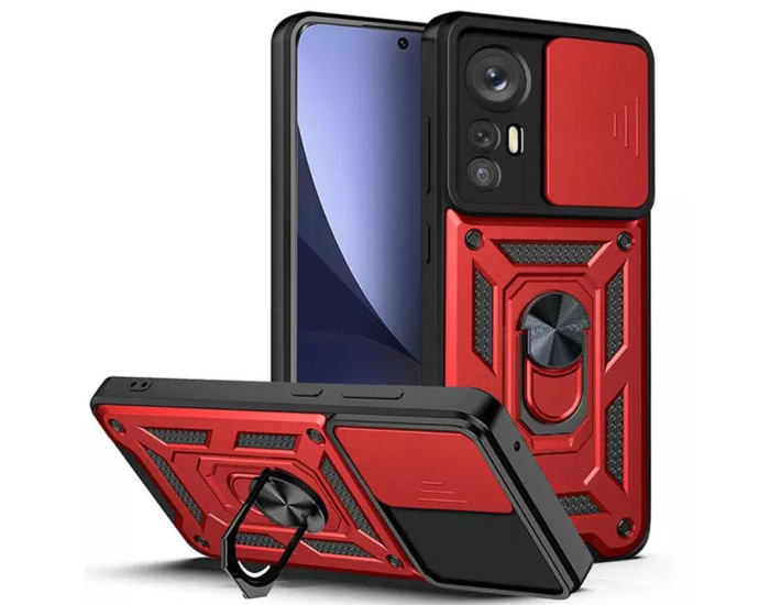 Чохол-Ударостійкий Camshield Serge Ring Xiaomi 12 Lite, червоний