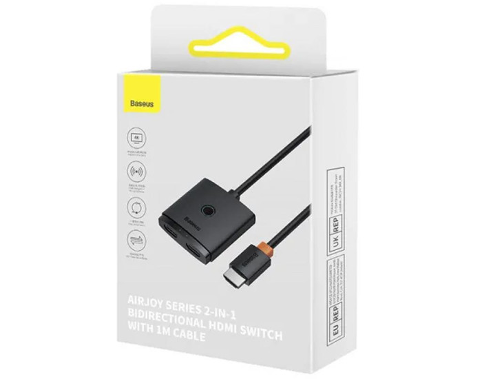 Переходник USB HUB Baseus AirJoy Series 2in1 HDMI to HDMI/HDMI (B01331105) черный