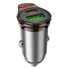 Автомобильное зарядное устройство Hoco NZ16A USB/Type-C (43W/PD/QC/25W) серый металик