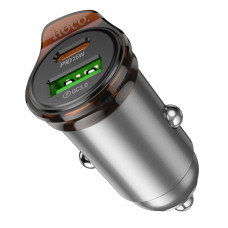 Автомобильное зарядное устройство Hoco NZ16A USB/Type-C (43W/PD/QC/25W) серый металик