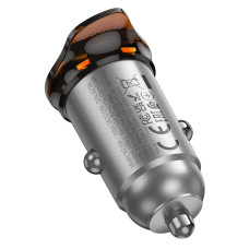 Автомобильное зарядное устройство Hoco NZ16A USB/Type-C (43W/PD/QC/25W) серый металик