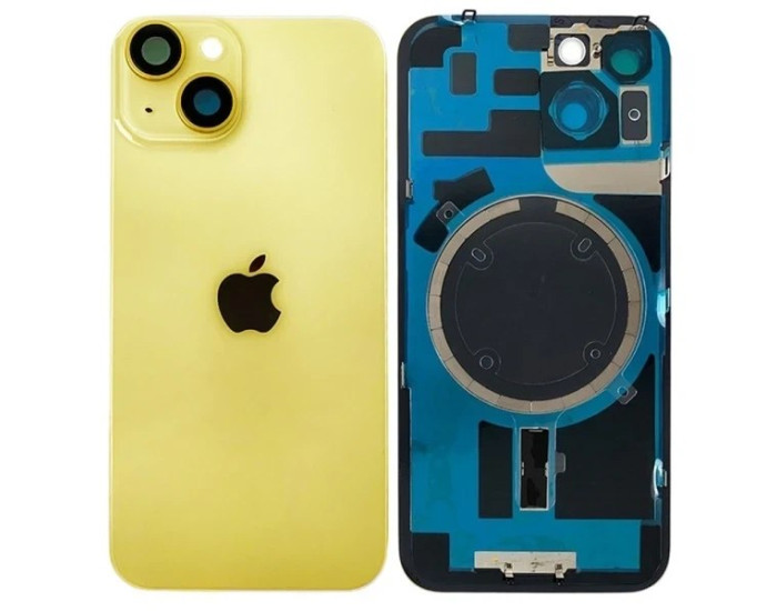 Задня панель корпуси для iPhone 14 Yellow, з склом камери, MagSafe, оригінал