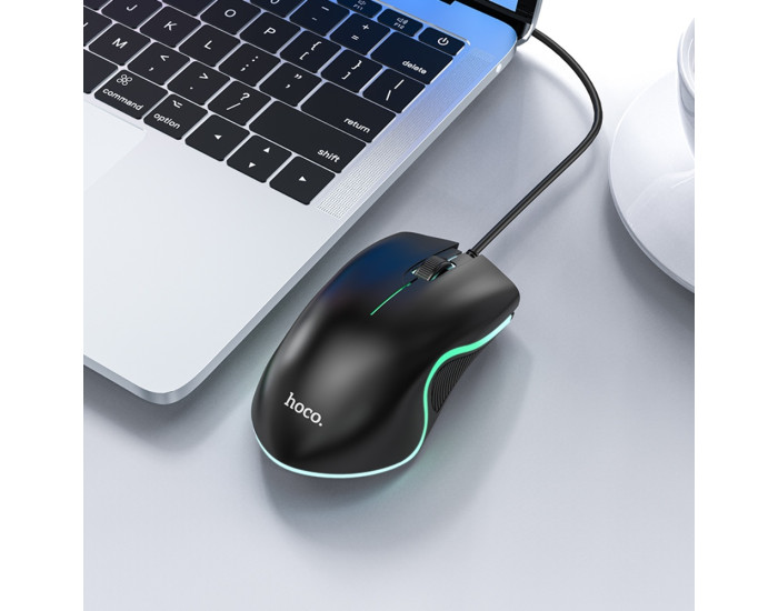 Мышь проводная Hoco GM19 RGB, Black