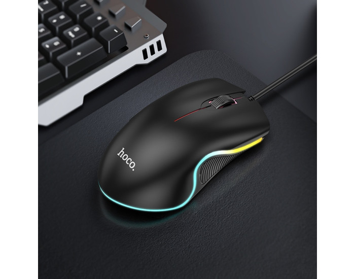 Мышь проводная Hoco GM19 RGB, Black