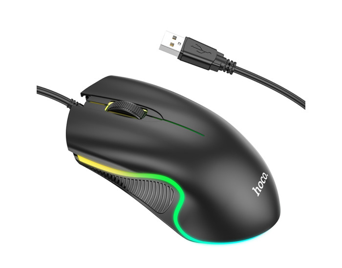 Мышь проводная Hoco GM19 RGB, Black