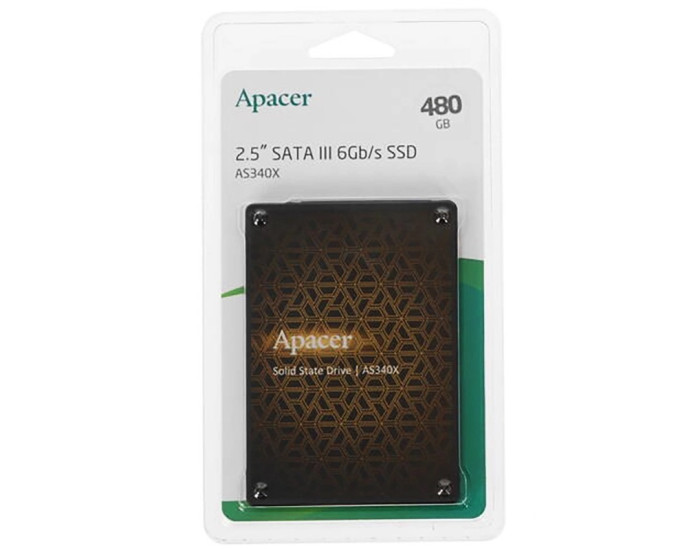 Накопитель SSD диск Apacer AS340X 480GB 2.5" 7mm SATAIII 3D NAND (550/520 MB/sec) (Read/Write)