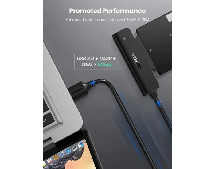 Зовнішній кишеня для накопичувача UGREEN CM321 USB-A to 2.5-Inch SATA Converter 50cm (UGR-70609)