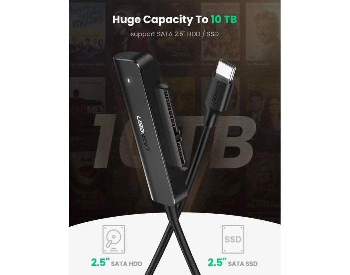 Зовнішній кишеня для накопичувача UGREEN CM321 USB-C 3.0 to 2.5-Inch SATA Converter 50cm (UGR-70610)