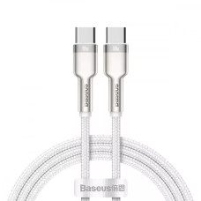 Кабель USB-C Baseus Cafule Metal Type-C to Type-C 100W (1m) (CATJK-C02) White 