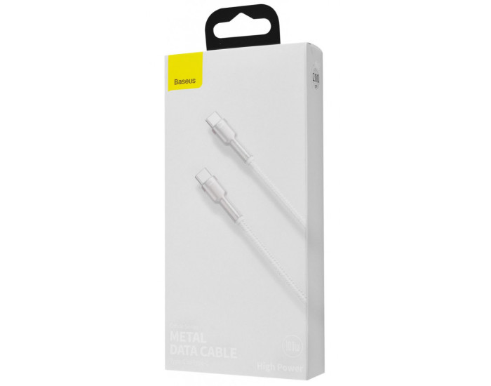Кабель USB-C Baseus Cafule Metal Type-C to Type-C 100W (2m) (CATJK-D02) White 