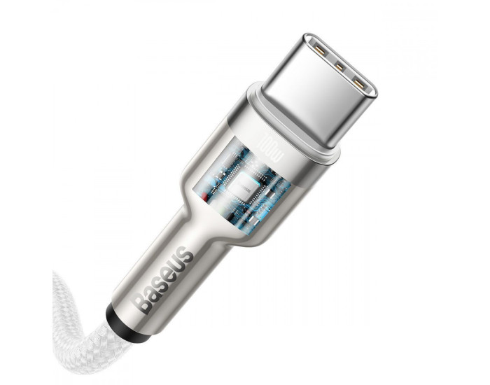 Кабель USB-C Baseus Cafule Metal Type-C to Type-C 100W (2m) (CATJK-D02) White 