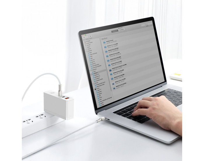 Кабель USB-C Baseus Cafule Metal Type-C to Type-C 100W (2m) (CATJK-D02) White 