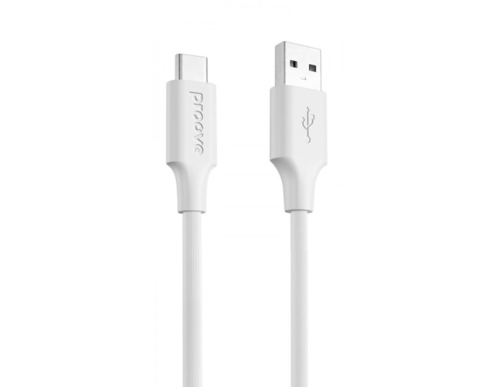 Кабель Proove Striped Silicone USB to Type-C (1m) белый